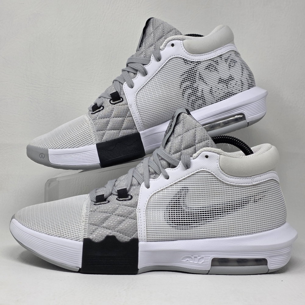 Nike LeBron James Witness VIII White Light Grey Black FB2239-100 Men's Size 10.5 - Picture 3 of 11